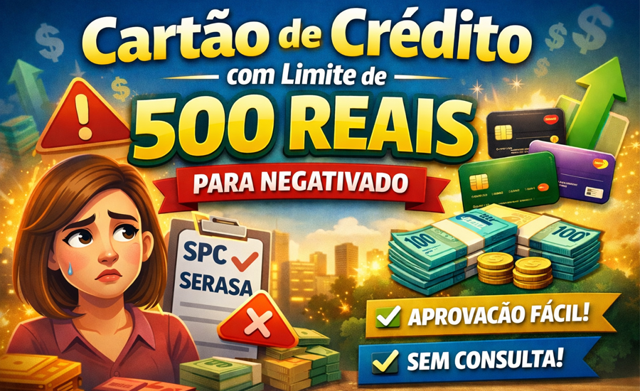 Cartão de Crédito com Limite de 500 Reais para Negativado